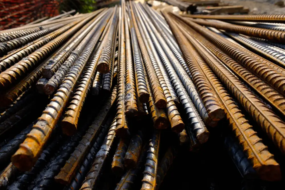 Bundles of reinforcing bar on site